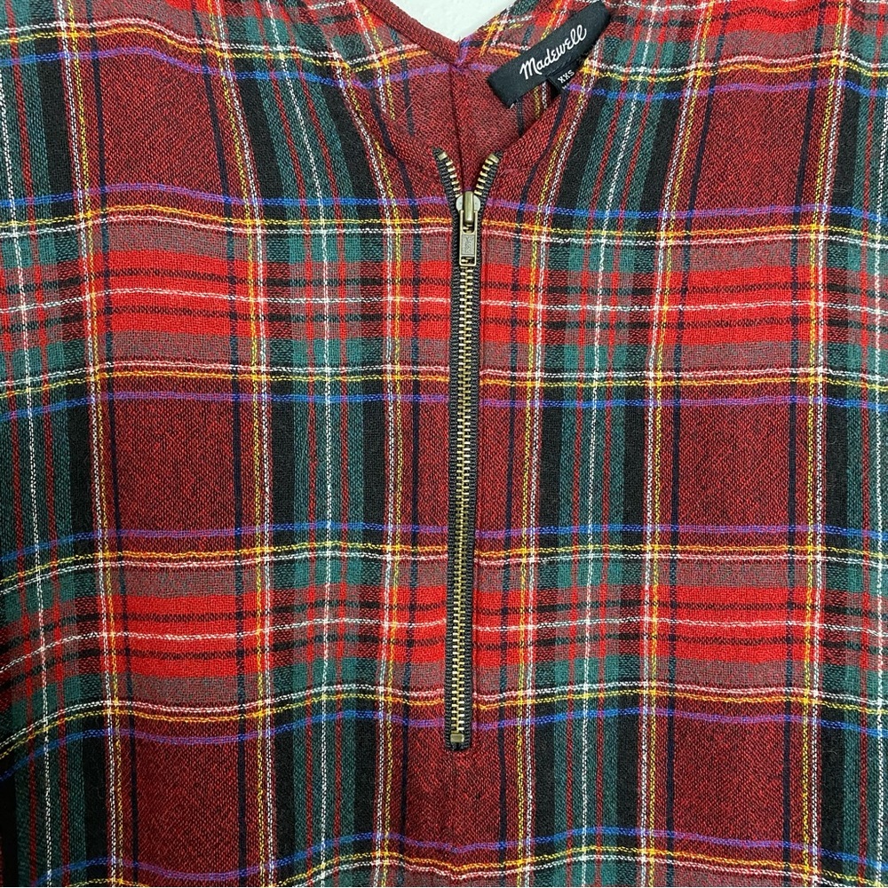 Madewell red plaid zipper detail shift dress XXS - Picture 4 of 9